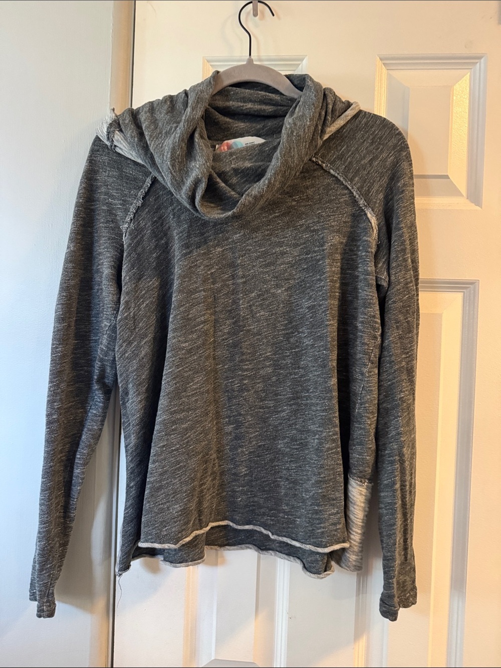 Free People Heathered Gray Cowl Neck Pullover